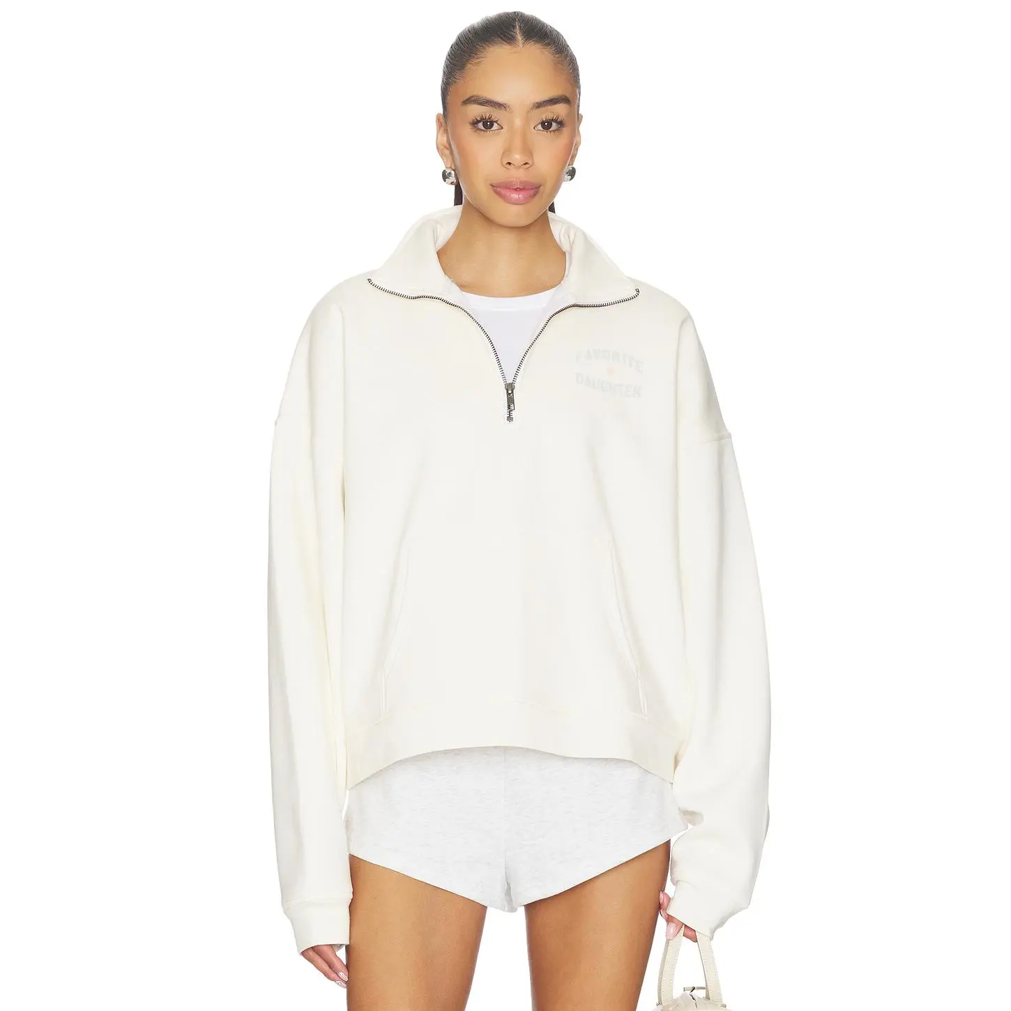 Favorite Daughter The Favorite Daughter Half Zip Sweater in Gardenia & Light Sage