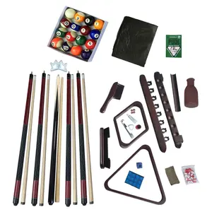 212 MAIN Deluxe Billiards Accessory Kit - Mahogany Solid Wood Construction, Pro Cues, True Roll Billiard Balls, True Roll Balls