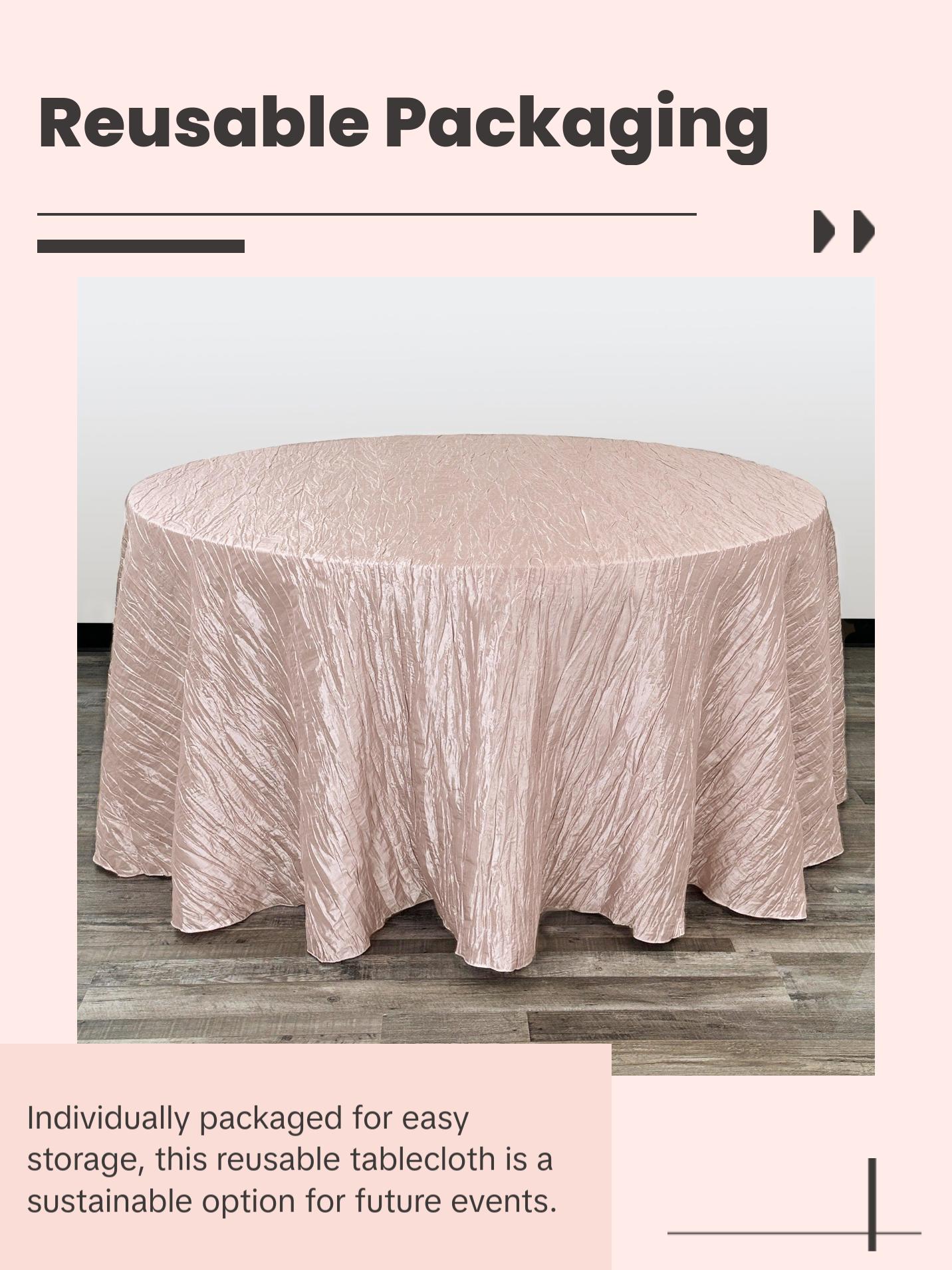 132 inch Crinkle Taffeta Round Tablecloth Blush