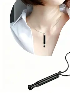 Anxiety Relief Breathing Necklace, Mindful Breathing Whistle Pendant, Hypoallergenic Stainless Steel Calming Necklace, Stress Relief Jewelry, Quit Smoking Aid, Grounding Tool for Panic Attacks, Perfect Gift for Her/Him, Daily Calming Accessory