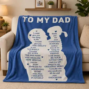 To My Dad Fleece Blanket from Daughter Personalized Father's Day Gift Birthday Christmas Present for Dad Cozy Custom Throw Blanket for Couch
