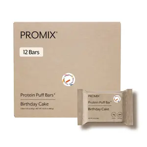 Promix Plant Protein Puff Bars – 11g Vegan Protein 6g Sugar – Marshmallow Crispy Treat–Style – Birthday Cake – 12 Bars Promix Plant Protein Puff Bars – 11g Vegan Protein 6g Sugar – Marshmallow Crispy Treat–Style – Birthday Cake – 12 Bars