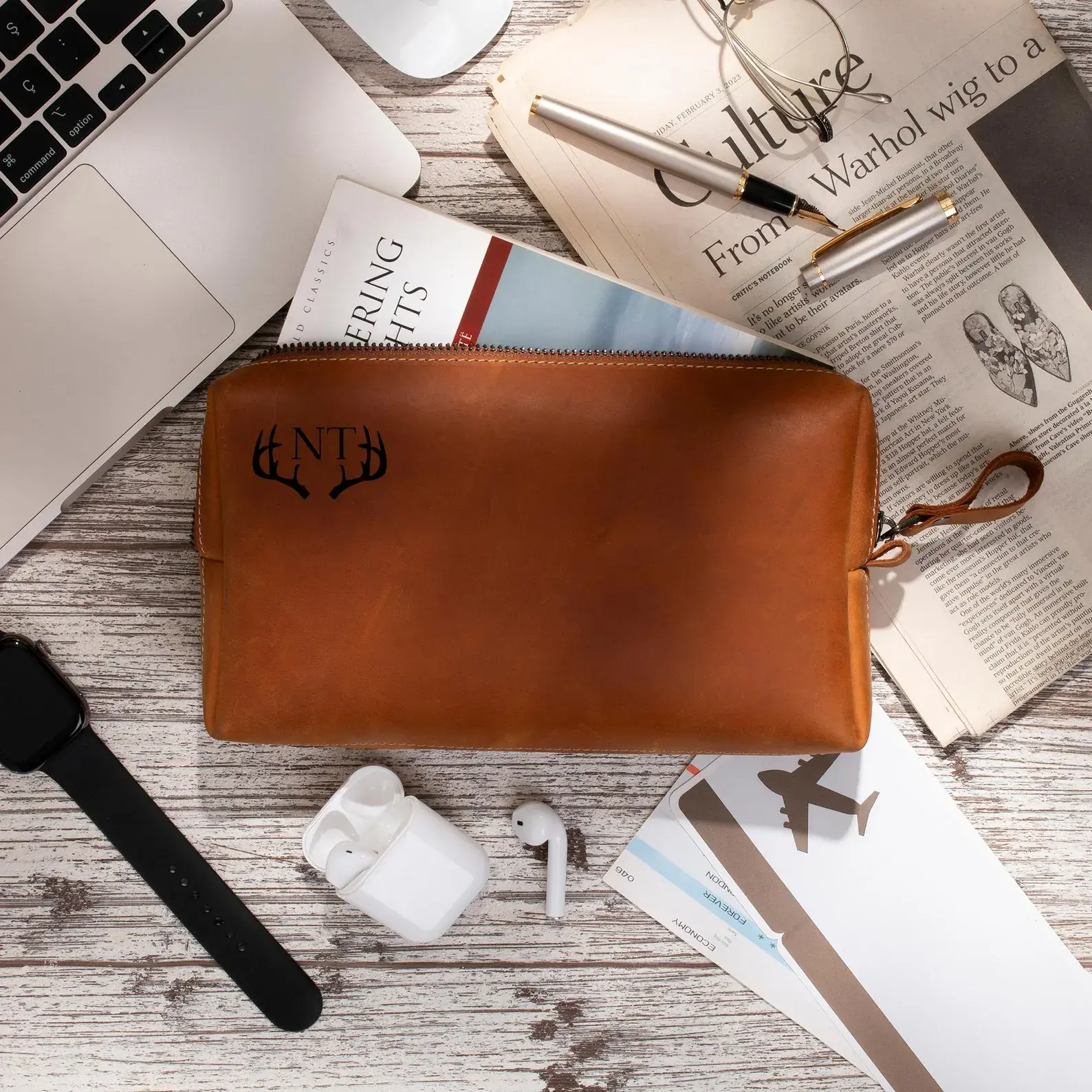 Personalized Leather Toiletry Bag