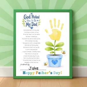 Father's Day Handprint Art Heart Keepsake Gift Poster [UNFRAMED - HANDPRINT & PAINT NOT INCLUDED]