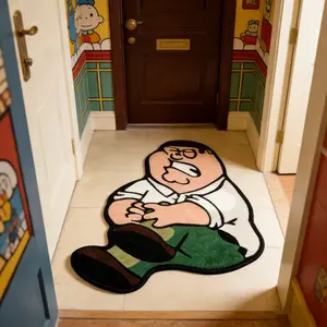 Adorable Cartoon Character Rug, Irregular Shape Living Room Bedroom Mat, Washable Plush Carpet, Minimalist Home Decor, Soft Fluffy Rugs, Decorative Area Rug, Household Decorative Rug