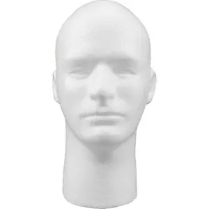 Male Styrofoam Mannequin Head with Face 12 in. White