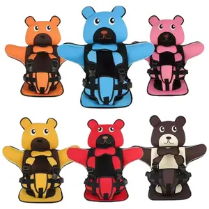 Infant Car Seat Safety Belt, Portable Cartoon Bear Child Seat Cushion, Five-Point Harness, Foldable, Suitable for 3-36 Months Babies