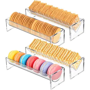 4 count Clear Cracker Tray for Serving Rectangular Cracker Holder  Serving Tray  Display Stands for Party Biscuit Cracker Dish Charcuterie Board Platter for Wedding Home Party Events