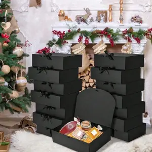 10pcs Paper Gift Boxes with Lids and Ribbons, Gift Box Set, Wedding Proposal Box, Birthday Party Favor Boxes, Graduation Gifts, Shopping Bags