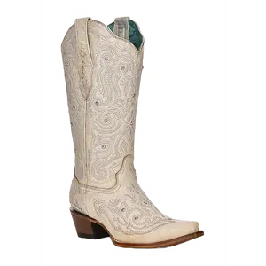 Corral Ladies Bone Crystal Embroidered White Snip Toe Boots Z5123