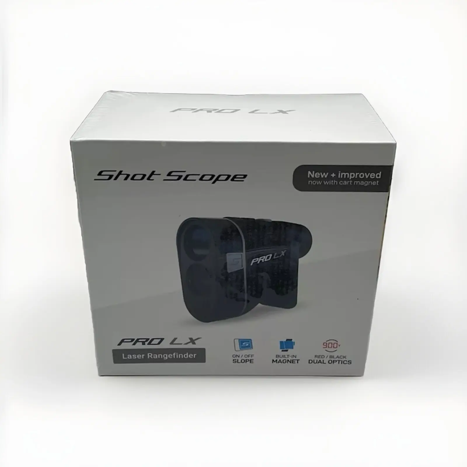 Shot Scope Pro LX Golf Laser Range Finder - New Improved Dual Optics Zoom, Fast Focus System, Magnetized Cart Attachment, Metal & Plastic Construction, Golf Enhancement
