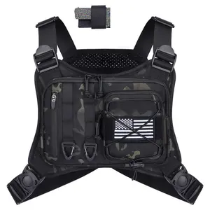 Men Women Tactical Chest Pack Outdoor Lightweight Adjustable Running Vest Bag for Hiking Biking Hunting Camping