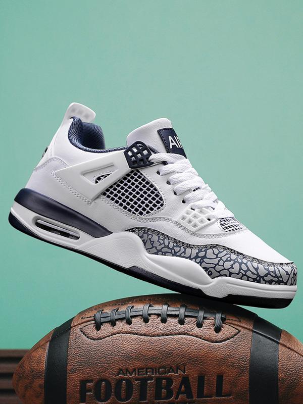 Breathable Leather Mesh Sport Shoes, Shock Absorption, Anti-Slip Sole, Unisex Basketball Shoes, Outdoor & Skateboarding Shoes