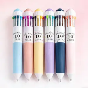 6 Park Multicolor Pens, 10-in-1 Colored Ballpoint Pen, 57 Colors, 0.8mm Fine Point Smooth Writing, Retractable Ballpoint Pens for Office School Students Children, Ballpoint Pen Set