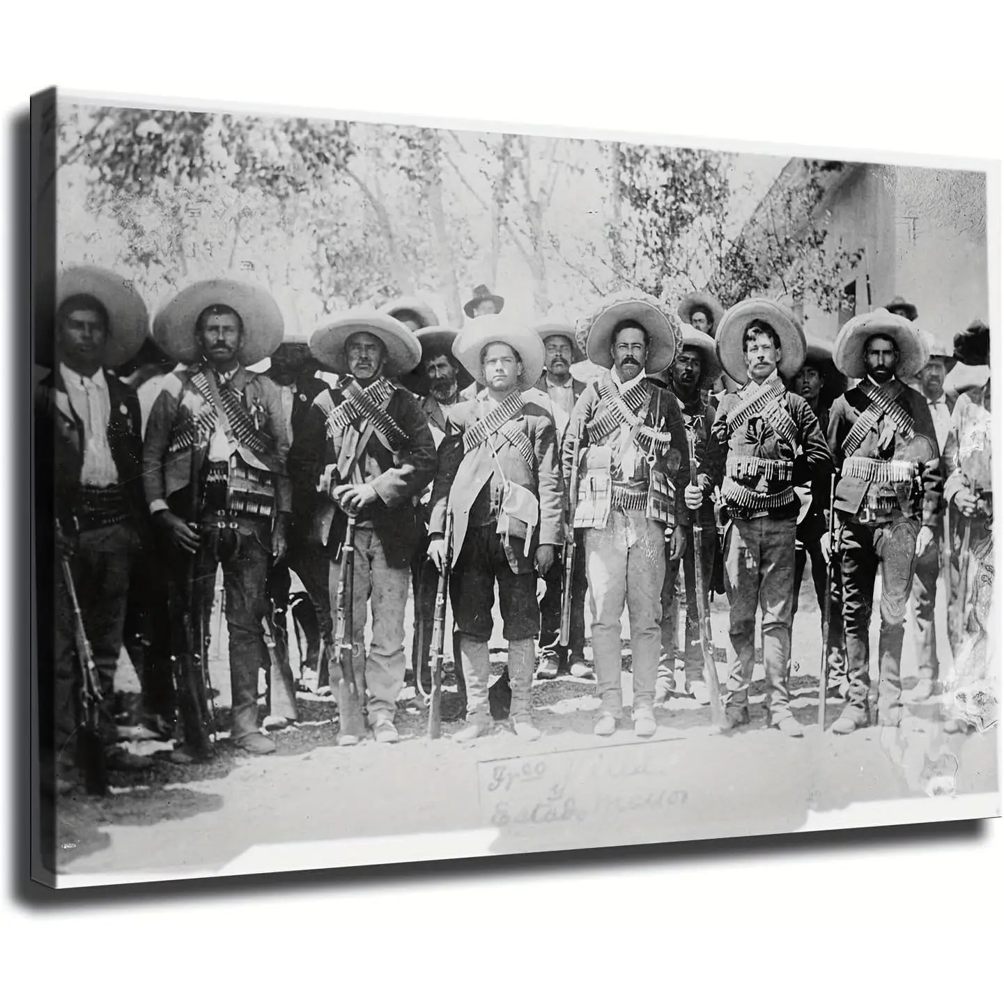 Artistic Pancho Villa with Generals Mexican Revolution Rustic Canvas Wall Art Print - Mexican Decor, Home Inspo Decoration, Multi-Size Customizable 12x18in Unframed Poster for Living Room, Farmhouse Bathroom, Revolution History