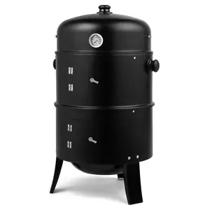 Iron Spray Smoker Carbon Grill Black Outdoor BBQ Grill, Barrel Charcoal Grill，Camping Barbecue Grill for Patio Backyard Garden Picnic,Food Smoker BBQ grill Charcoal Grill Meat  80x41x48cm