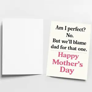 Mothers Day Card, Funny Mother's Day Cards for Mom from Daughter & Son | Mom Card | Mother's Day | Present 7x5 inches