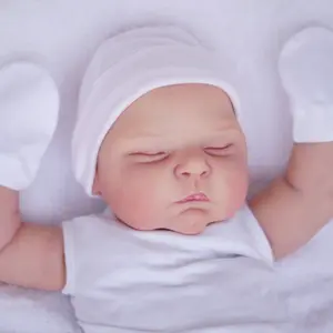 TopLink Like Real Soft Vinyl Limb Cloth Body Asleep Fat Baby Reborn Doll 20inch 50cm 3D Paint Skin Visible Veins Toy for Girls Kids Birthday Gift Sleeping Doll Doll Accessories Soft Cuddly Gift