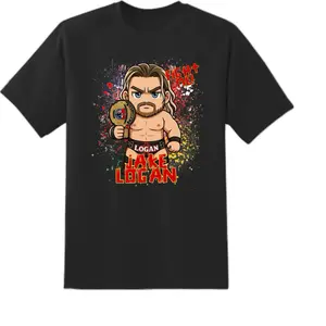 Fight Me! Chibi Jake Logan T-Shirt - Black Wrestling Tee for Fans