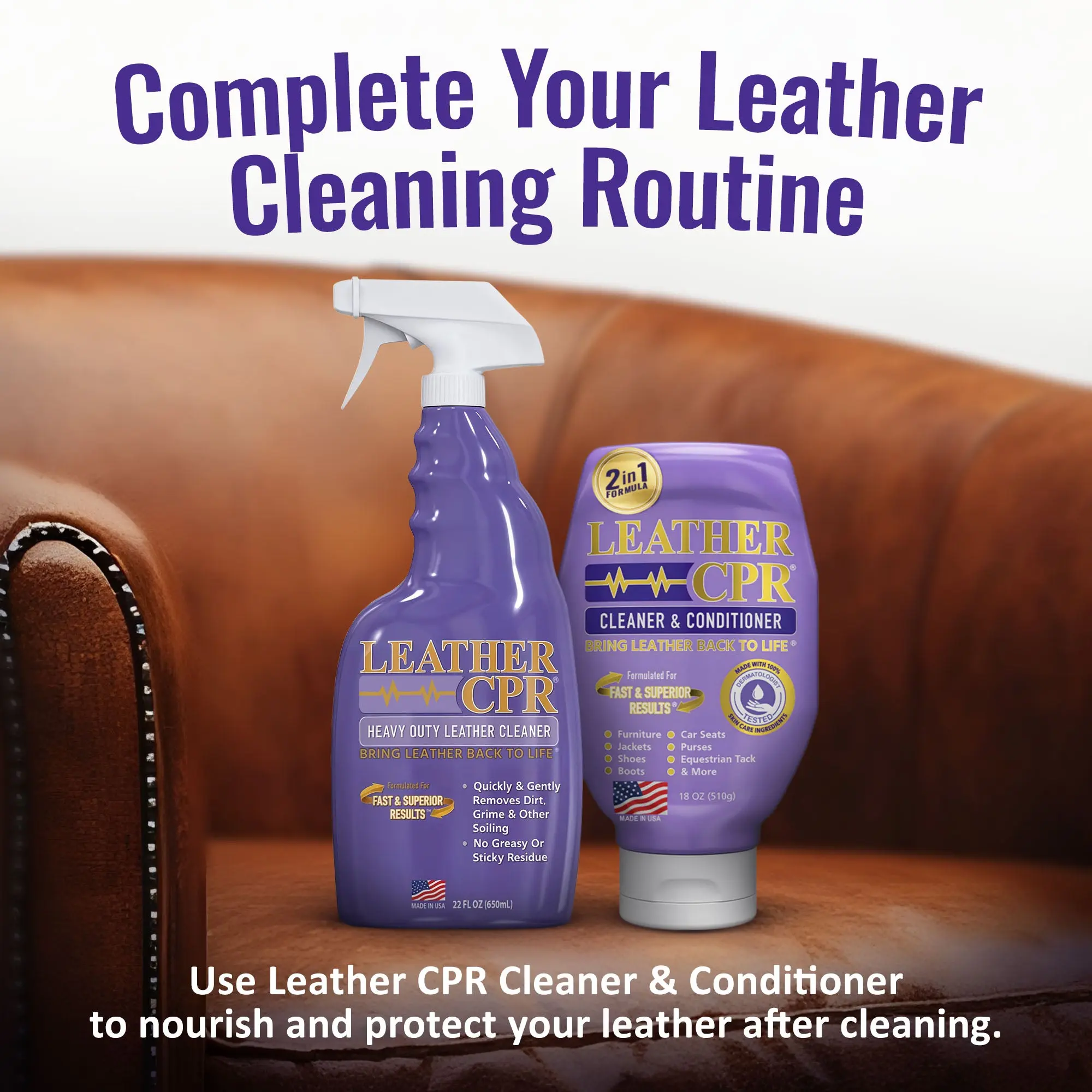 Leather CPR Cleaner & Conditioner 18oz + Leather CPR Heavy Duty