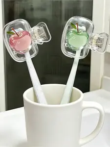 Red Apple & Green Apple Pattern Portable Toothbrush Head Cover, Storage Box, Toothbrush Protector Holder, Essential Bathroom Accessory For Home, Business Travel, Daily Use And Outdoor Travel
