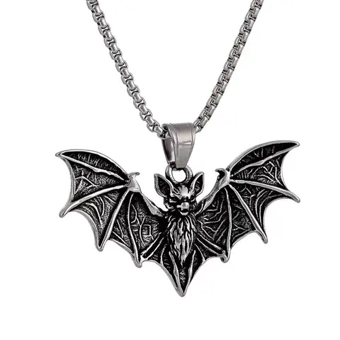 Gothic Bat Pendant Necklace, Fashion Necklace, Stainless Steel Vampire Bat Jewelry, Chain Jewelry, Halloween Goth Accessories for Men, Gothic Witch Jewelry, Jewelry Gift, Chain Necklaces