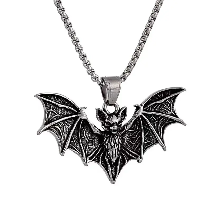 Gothic Bat Pendant Necklace, Fashion Necklace, Stainless Steel Vampire Bat Jewelry, Chain Jewelry, Halloween Goth Accessories for Men, Gothic Witch Jewelry, Jewelry Gift, Chain Necklaces