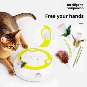 Cat Toy Electric Cat Toys with Hidden Feathers Smart Sensor 6 Holes USB Charging Rechargeable Teaser Whack-a-mole for Cats Intelligent Companion W1725020