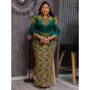 Luxury African Dresses For Women Elegant Long Sleeve Maxi Robe Ankara Dashiki Outfits Wedding Party Evening Plus Size Dress Gown
