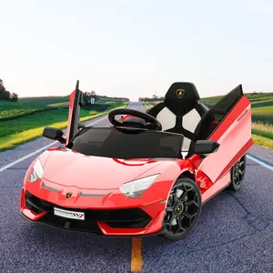 12V Kids Electric Car with Remote Control, LED Lights & Sound System - Licensed Lamborghini Battery Powered Ride-On Toy for Boys & Girls,Red