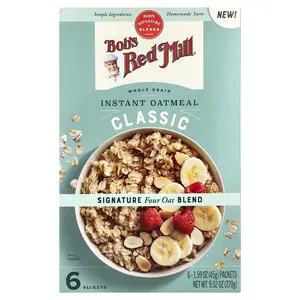 Bob's Red Mill Instant Oatmeal, Whole Grain, Classic, 6 Packets, 1.59 oz (45 g) Each