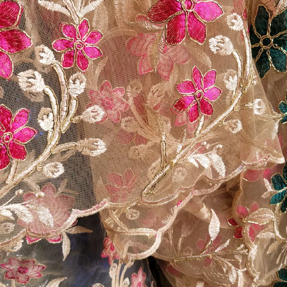 Mesh Lace Embroidery Dressmaking Fabric, Fashion Accessory for Craft Projects