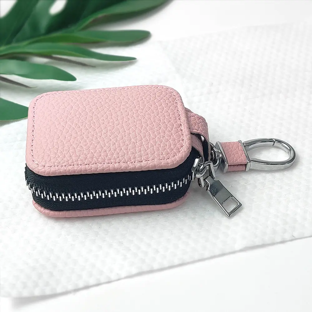 Litchi Texture PU Leather Zipper Earphone Case, Universal Headphone Storage Bag for AirPods 1/2/3/4 Pro, Portable Hanging Protective Cover, Headphone Accessories