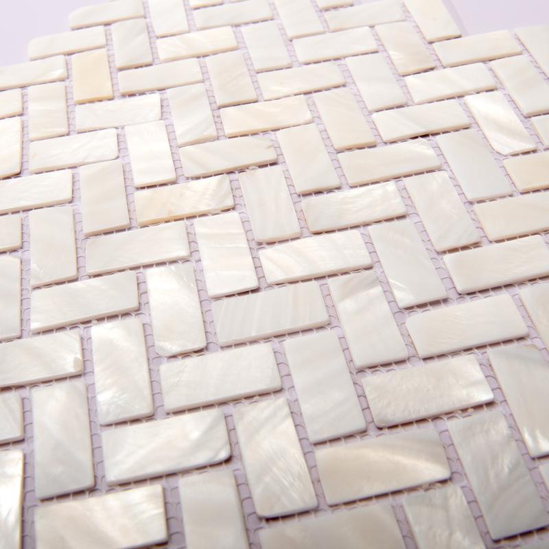 Art3d White Mother of Pearl Shell Tile 12x12 Natural MOP 10 Sheets Cover 10 Sq Ft Waterproof Backsplash Shower Wall Tile Herringbone Pattern