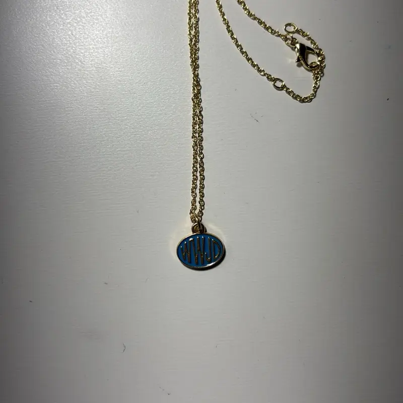 Medium blue WWJD gold necklaces