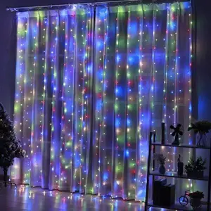 Dimmable Led Fairy Curtain Lights, 1 Pcs 300-led Usb-powered String Lights with Remote Mode, Timer on/off, 8 Modes, 3m*3m Colorful Version for Festive Decorations, Home Decor,summervibes