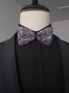 1pcs Full Diamond Bow Tie Wedding Banquet Party Sparkle Butterfly Knot, Solid Pattern, Regular Width, No Ca Prop 65 Warning