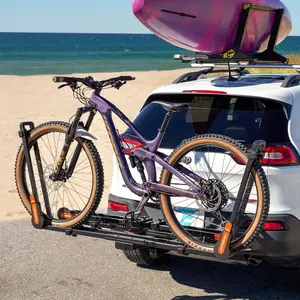 TOOENJOY Adjustable Folding Hitch Bike Rack, Heavy Duty Rear Bicycle Carrier Platform with Dual Arms, Fits 2" Hitch Receiver for SUV Pickup Truck, 2-Bike Capacity Mount Bicycle Kickstand hitch  bike  rack