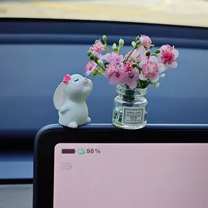 1 Set Cute Rabbit New Jasmine Car Decoration, Healing Mini Vase And Fragrance Design, Suitable for Center Console, Ideal Easter Car Interior Decoration, Car Additions, Decorative Additions, Mini Vase, desk ornament, Car Decorations Interior