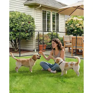 Heavy Duty Metal Dog Playpen with Gate – 8 Panels,  Perfect for Yard & RV Camping – Each Panel 80x60cm 24 Inch Height, Portable Exercise Pet Fence for Indoor/Outdoor Use, Ideal for Large & Small Dogs,