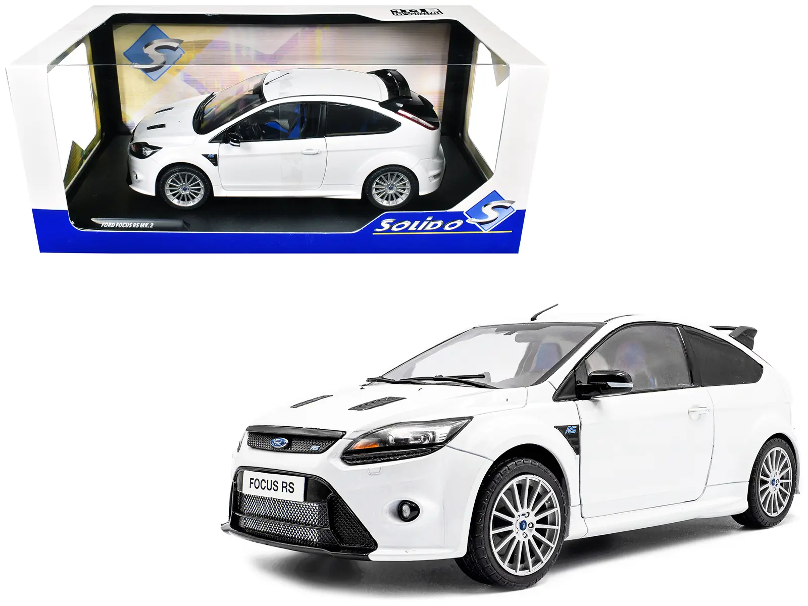 2009 Ford Focus RS MK2 Frozen White 1/18 Diecast Model Car Made by Solido