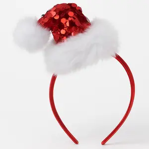 Sparkling Sequin Santa Headband with Plush Trim