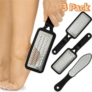 3PCS Foot File and Callus Remover, Stainless Steel Foot Rasp for Wet and Dry Feet, Washable Pedicure Tool for Smooth Heels