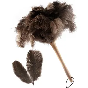1PCS Ostrich Feather Duster - Soft, Reusable & Washable Natural Feather Duster with Wooden Handle for Cleaning Keyboard, Home, Office, Car, Furniture - Eco-Friendly, Fluffy Dusting Tool, 16 Inch, duster accessories, dust cleaner