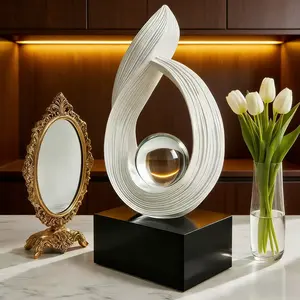Crystal Ball Decorative Piece, Home Decoration, Modern Luxury Spiral Design, Attracts Wealth and Good Fortune, Ideal for Living Room, Entrance, Office, Desktop Statue