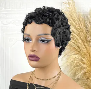 OPQHAIR Short Loose Curly Wig Rose Net Cap Full Machine Made Black Color，Suitable for Holiday and Party Wear