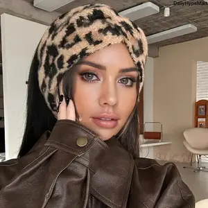 2Pcs Retro Leopard Print Knotted Headband, Thick Warm Winter Hairband