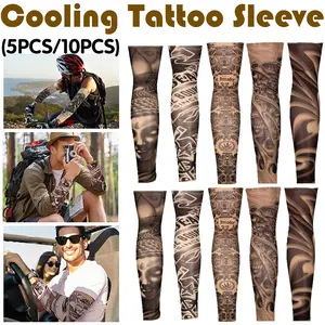 Tattoo Sleeves for Men, 5PCS/10PCS Arm Sleeves Fake Tattoos to Cover Arms, Cooling Sun Protection,Tattoo Arm Sunscreen Sleeves