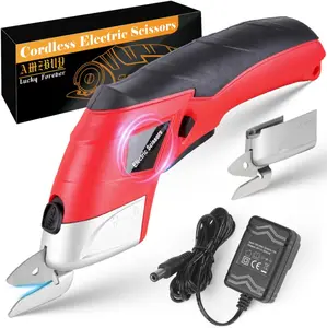 Cordless Electric  Cardboard  - 4V  Box  with 2  Rechargeable Electric Rotary Shears for  Fabric Carpet Carton Leather Fit for DIY Lovers