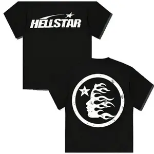 [🌟Graphic Tee] TLXT Hell Star Pattern Double-Sided Printed T-Shirt – 100% Cotton, High-Quality Crew Neck Casual Short Sleeve Tee, Spring & Summer Streetwear, Oversized Unisex Graphic Top, Trendy Urban Outfit for Men & Women